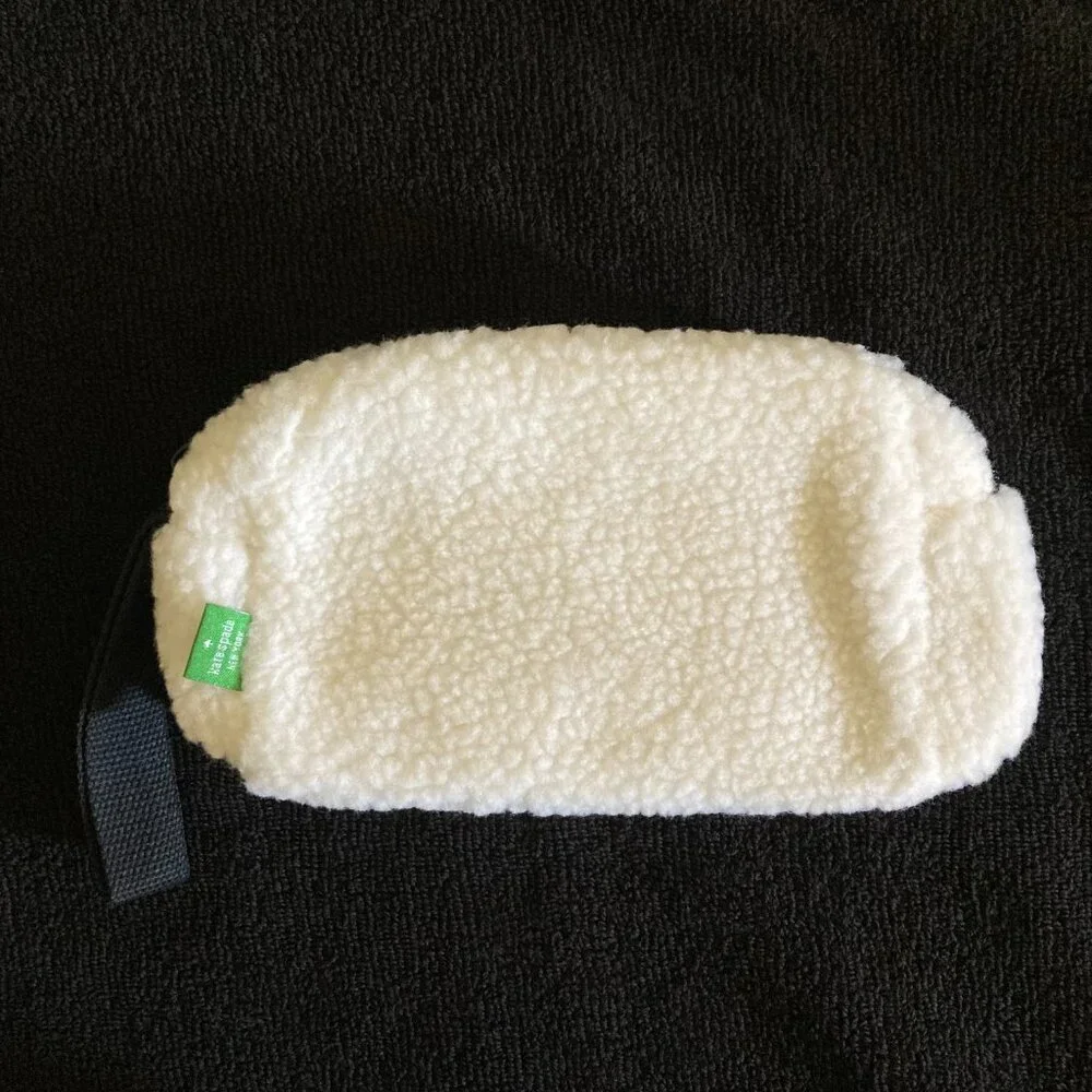 Kate Spade White Sherpa Cosmetic Bag and Clinique Green/White Bag
